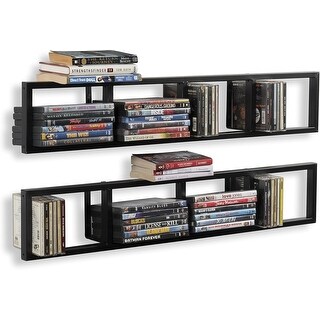 34 Inch Wall Mount Media Storage Rack, CD DVD Organizer, Metal Floating ...