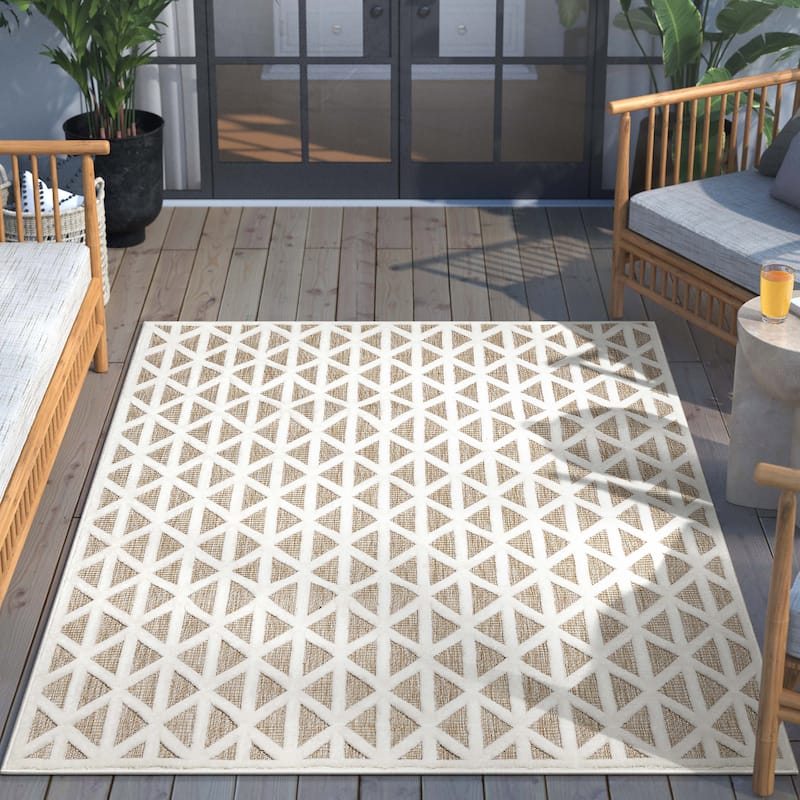 Well Woven Sila Ciel Modern Geometric Indoor Outdoor Area Rug