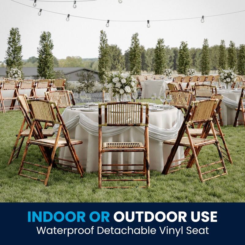 2 PK Bamboo Wood Folding Chair - Event Folding Chair - Commercial Folding Chair