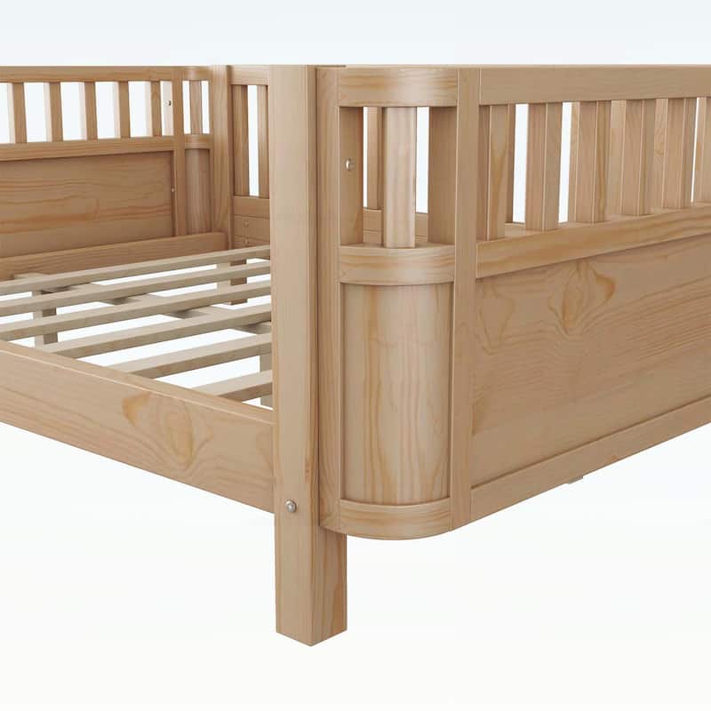 Wood Platform Bed,Low Profile Design with Safety Rails,Ideal for Boys and Girls