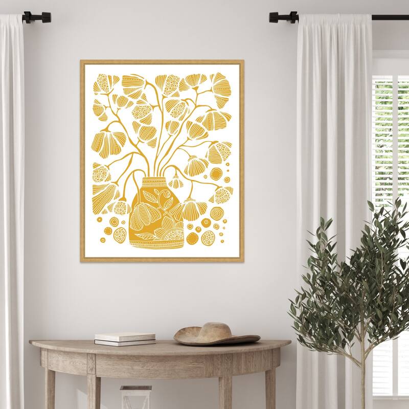 Bloom Block Yellow by Valentina Harper Framed Canvas Wall Art Print