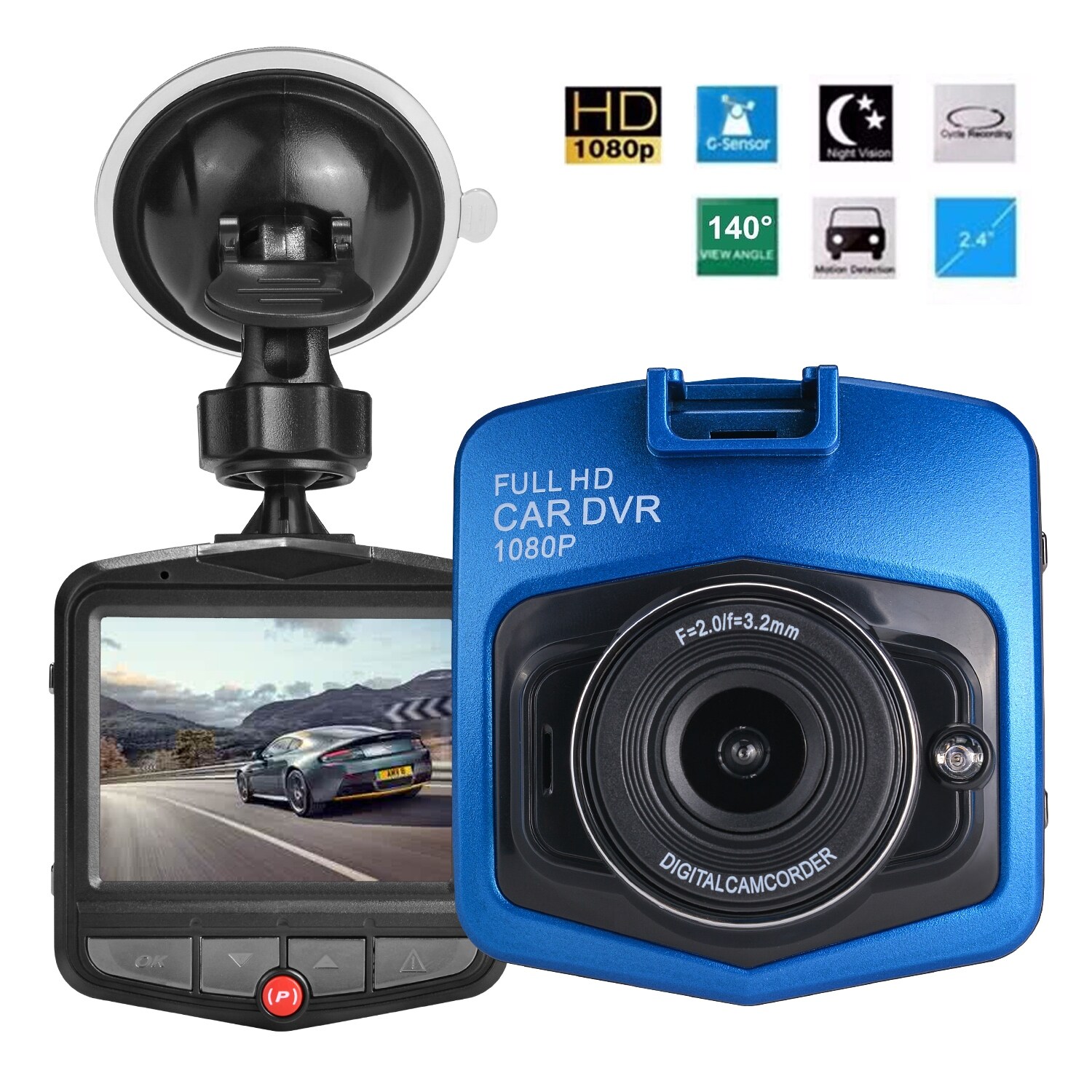 Shop Agptek Car Camera Dash Cam 2 4 Full Hd 1080p Gt300 Car Dvr
