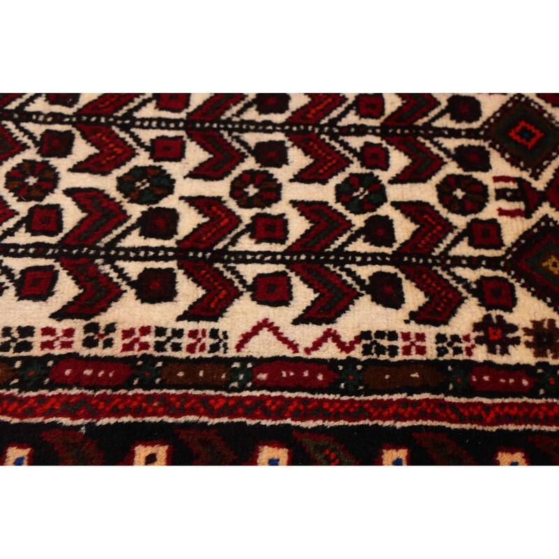 ECARPETGALLERY Hand-knotted Teimani Cream, Red Wool Rug - 3'3 x 6'5