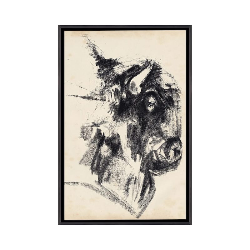 iCanvas "Bison Head Gesture I" by Jennifer Paxton Parker Framed - Ebony - 40x26