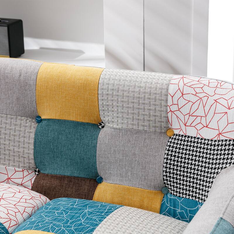 Mid Century Modern Fabric Accent Chairs with Rubber Wood Legs for Living Room