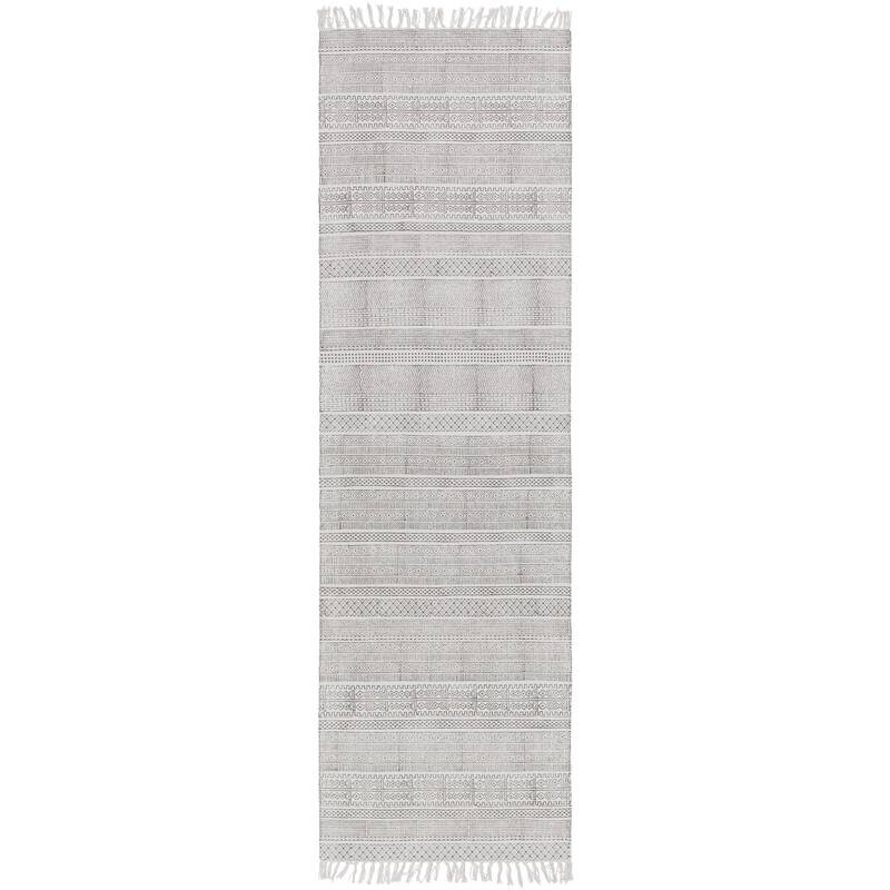 Hand-Woven Charleigh Cotton Area Rug - Light Grey - 2' 6" x 8'