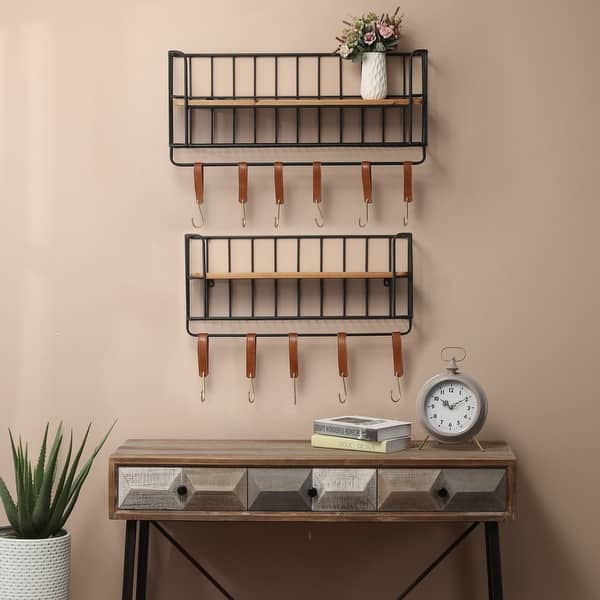 slide 1 of 12, Carbon Loft Milligan 2-piece Wood and Metal Wall Shelf