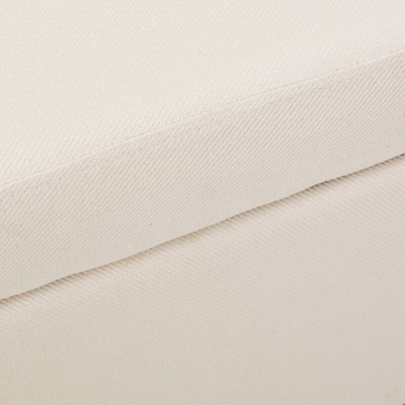 Storage Bench with Nailhead Trim, Linen Upholstered Ottoman for Window