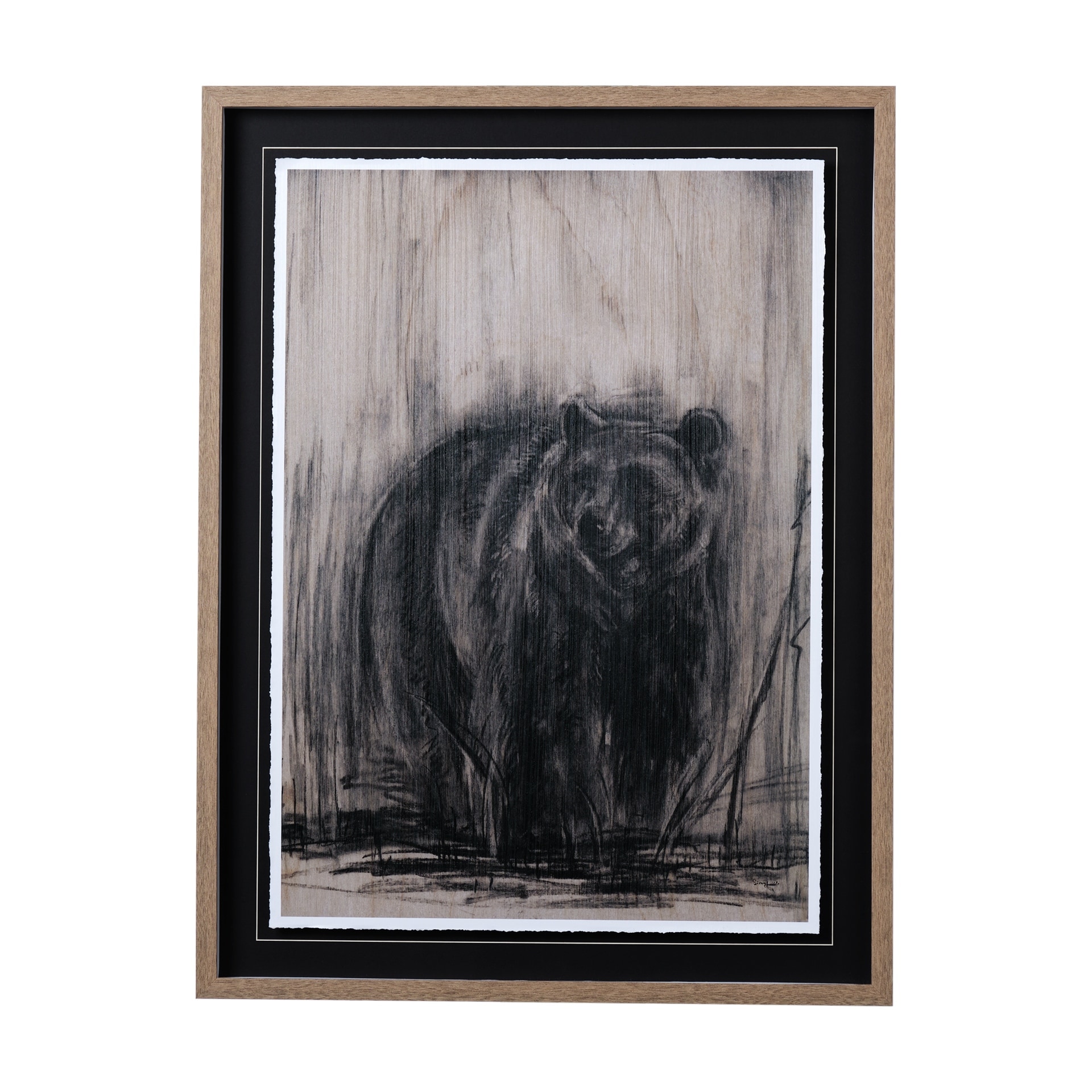 Bear & Moose II by Mercana Studio a Hand Embellished Textured Framed Art Print Matted under Glass