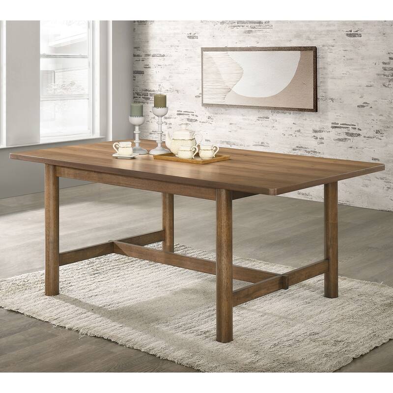 Rectangular Wooden Dining Table with Trestle Base in Walnut