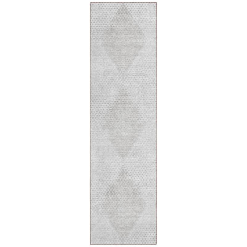 Machine Washable Indoor/ Outdoor Modern Diamonds Chantille Rug