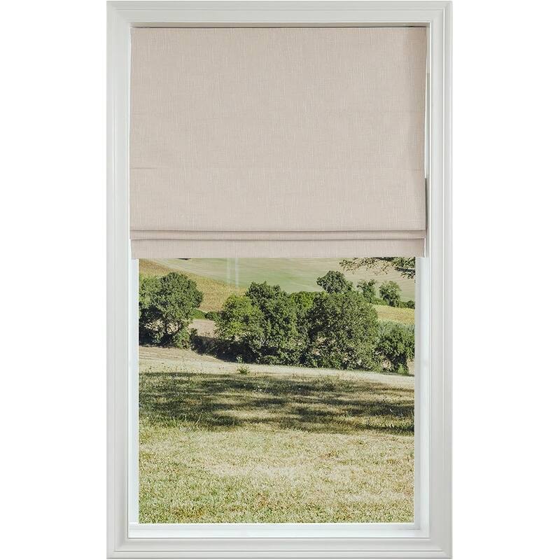 Day & Night Cordless Roman Blind with Blackout & Sheer-Dual Layer Window Shade - 36"Wx64"H - Natural