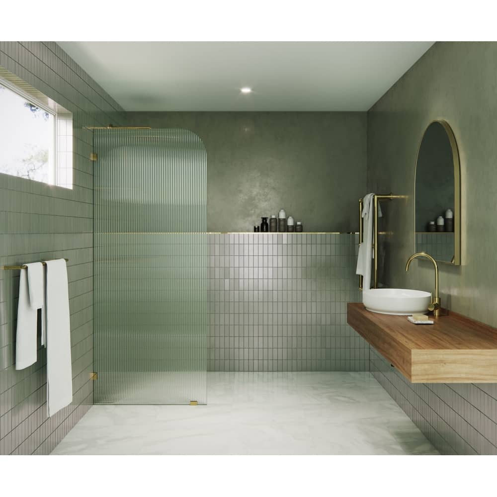 Glass Warehouse FL-RAD-30-L Aurora 78" High x 30" Wide Shower Screen