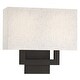 preview thumbnail 19 of 18, 12in H Dark Bronze Wall Sconce Light With Oatmeal Fabric Shade