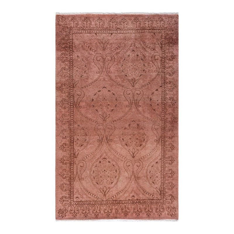 Overton Hand Knotted Wool Vintage Inspired Modern Contemporary Overdyed Pink Area Rug - 3' 1" x 5' 1"