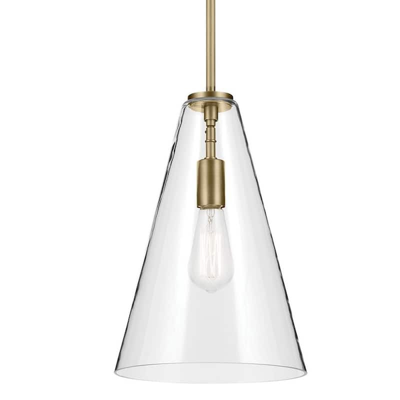 Kichler 42199 Everly 11" Wide Pendant - Natural Brass / Clear