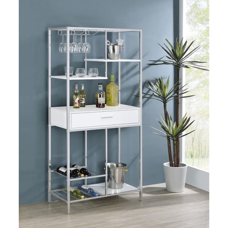 Wavecrest White High Gloss 6-shelf Wine Cabinet