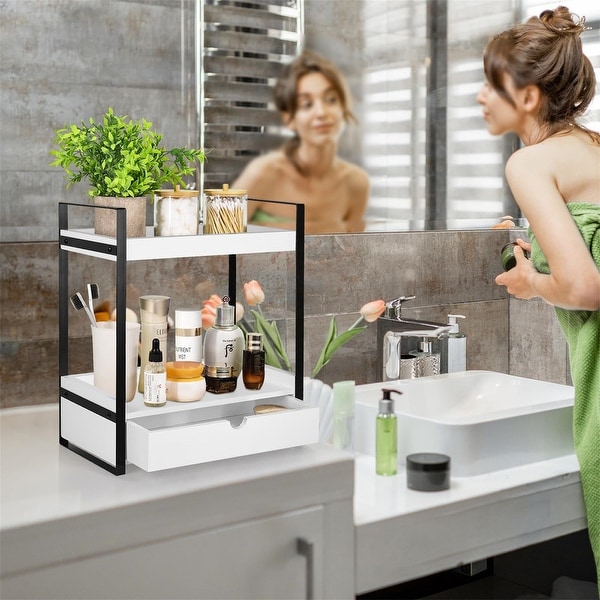 小物入れ HUMAN MADE BATHROOM COUNTERTOP ORGANIZER 2-Tier Bathroom Organizer Countertop with Drawer - 6.9