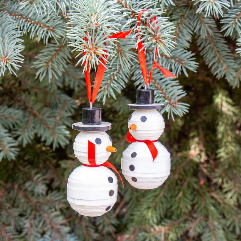 Paper Mache Snowman Handcrafted Haitian Ornament, Set of 2 - N/A