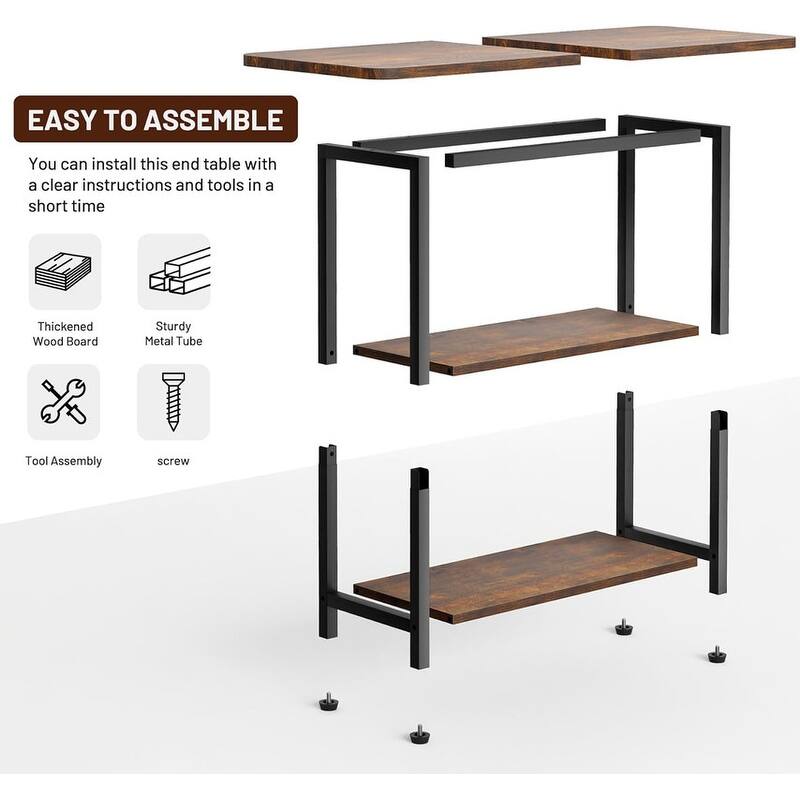 3-Tier End Table for Small Space with Wide Storage Tabletop
