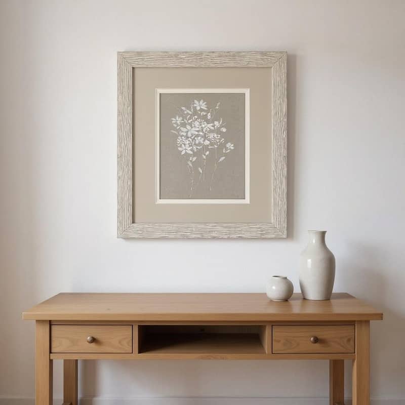 HomeRoots Set Of Two Delicate Botanicals Distressed White Framed Wall Art - 9.00 in. x 11.00 in.  x 1.00 in.