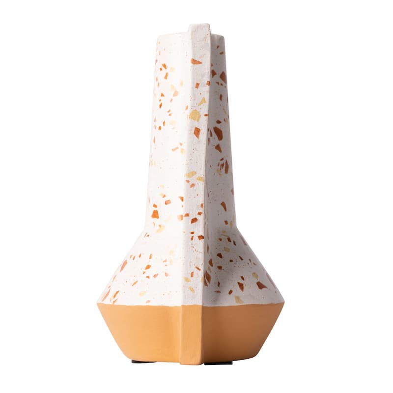 Urbino Handmade Ceramic Vase - White Terrazzo/Terracotta