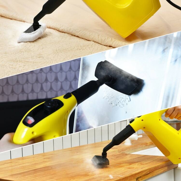 Powerful 1400W Handheld Steam Cleaner with 17 Accessories for Versatile Household Cleaning - 13" x 5" x 9.5" (L x W x H)
