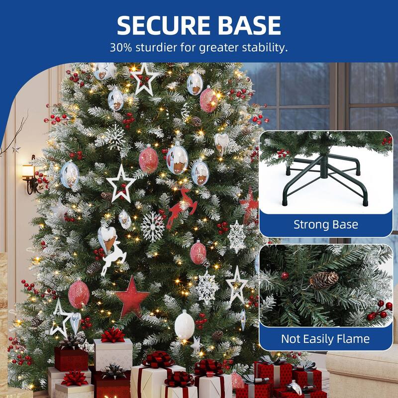 6/7.5FT Prelit Frosted Green Christmas Tree with Remote