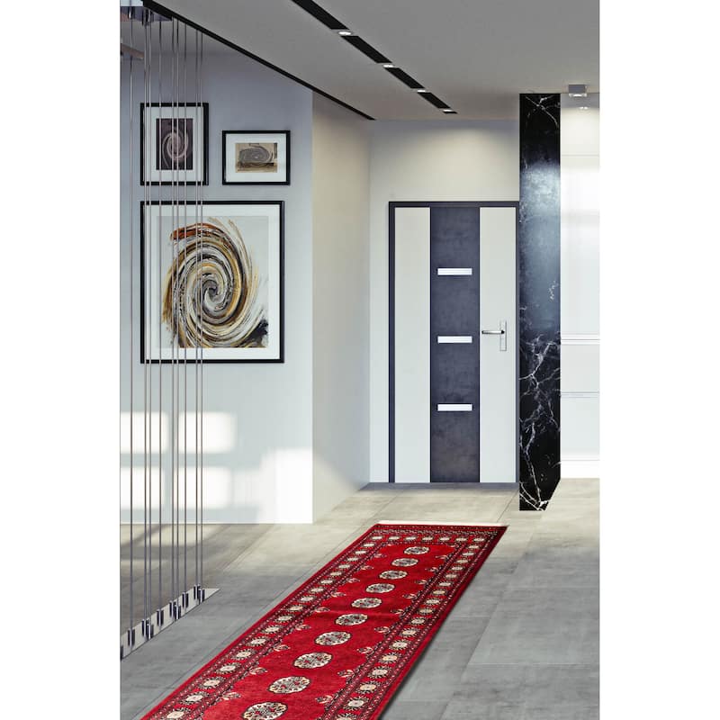 ECARPETGALLERY Hand-knotted Finest Peshawar Bokhara Red Wool Rug - 2'8 x 9'11
