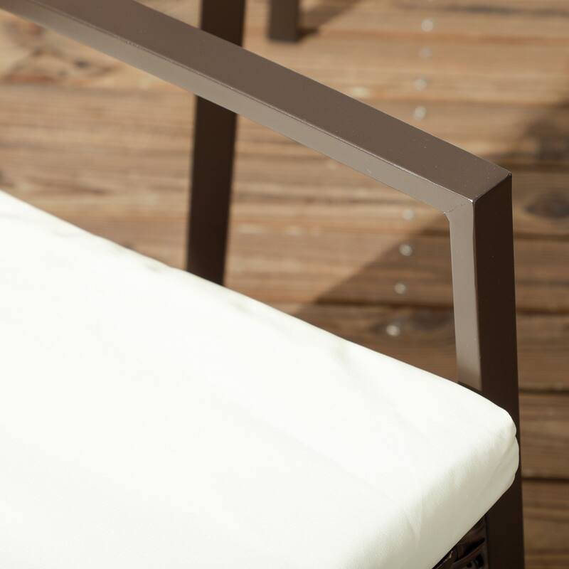 Outsunny 2 Piece PE Rattan Outdoor Dining Chairs with Cushion, Patio Wicker Dining Chair Set with Backrest