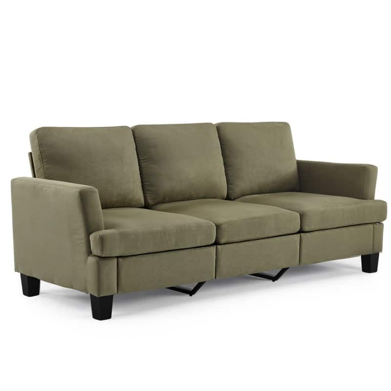 83.5" Upholstered Square Arm Suede Sofa