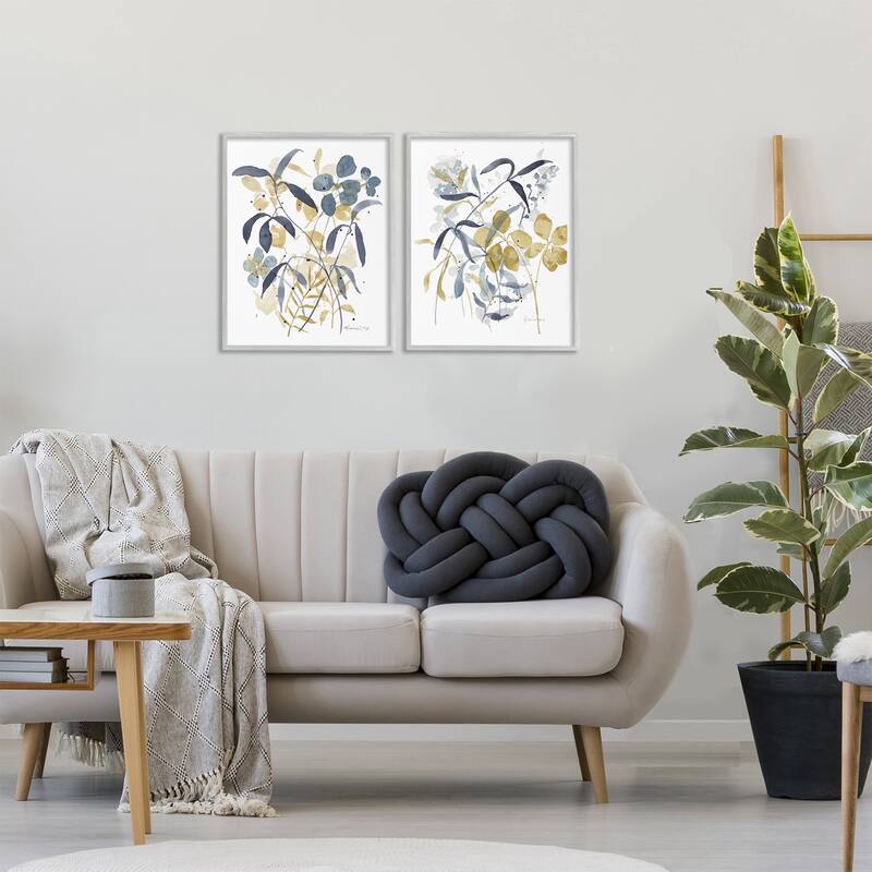 Stupell Whimsy Watercolor Botanicals Framed Giclee Art Design By Krinlox (Set of 2)