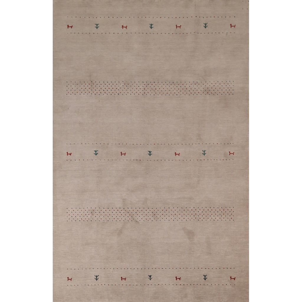 Little Animals Tribal Gabbeh Oriental Area Rug Handmade Wool Carpet - 6'7"x 9'8"