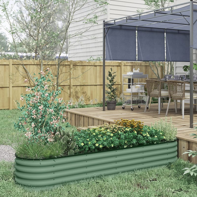 7.9' x 2' x 1.4' Galvanized Raised Garden Bed Kit, Outdoor Metal Elevated Planter Box with Safety Edging, Easy DIY Stock Tank