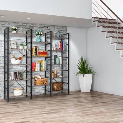 5-Shelf Bookcase,Wooden Open Bookshelf and Metal Bookcases Furniture