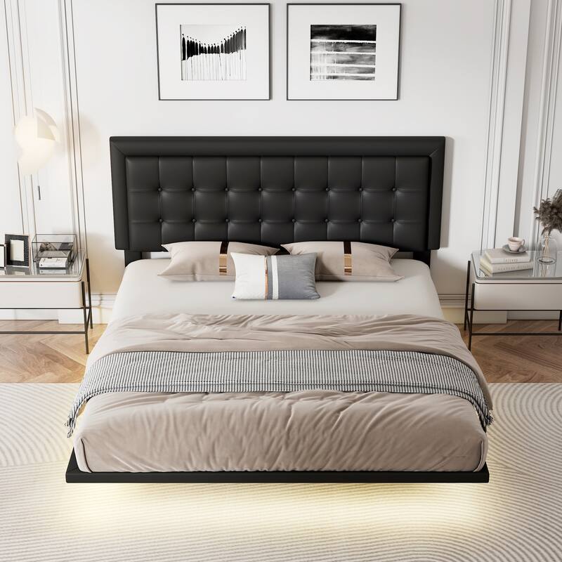 Floating Bed Frame with Motion Activated Night Lights Bed Bath