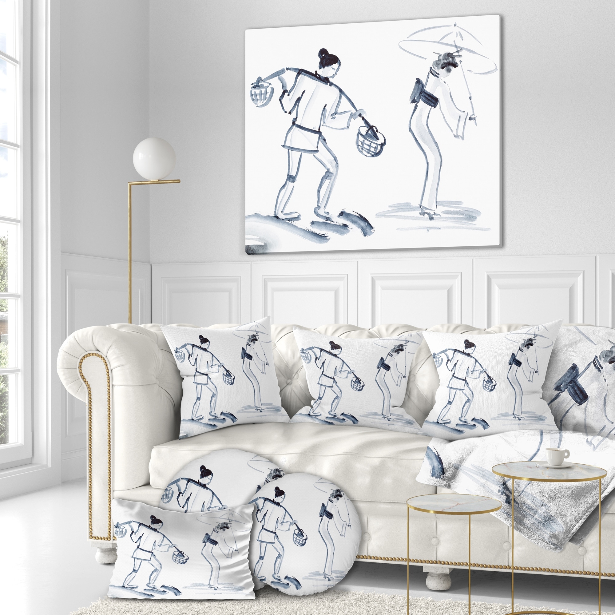 Designart Japanese Woman with Umbrella Glamour Canvas Print Wall Art-image
