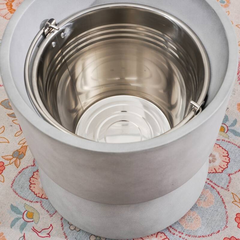 Modern Convertible Terrafab Space-saving Side Table with Ice Bucket
