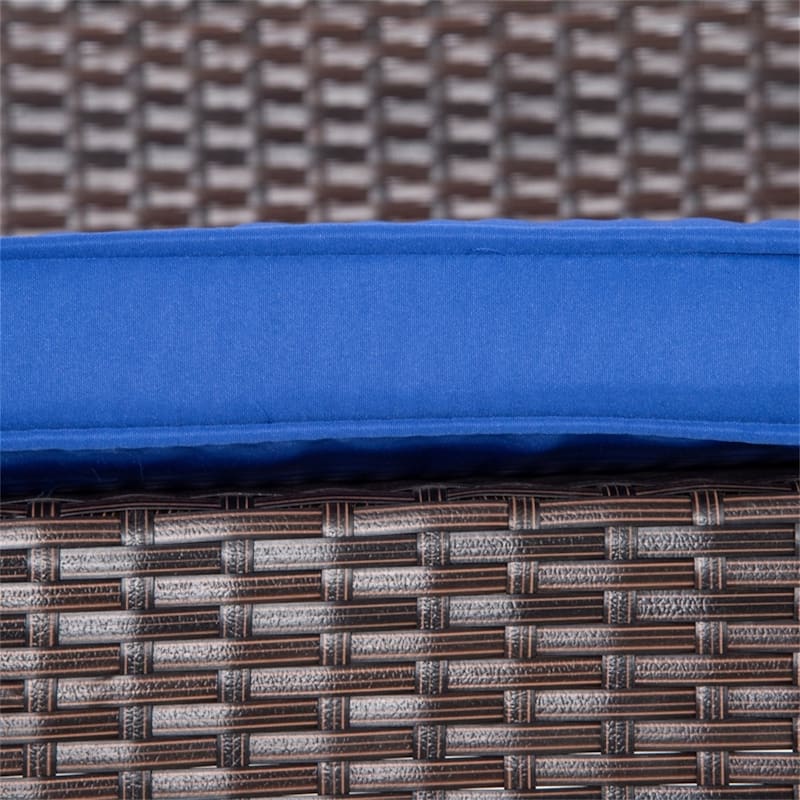 Outdoor PE Rattan Porch Swing Bench with Cushion and Chains for 2 Person Hanging Patio Seat - 50" L x 25.5" W x 23.5" H