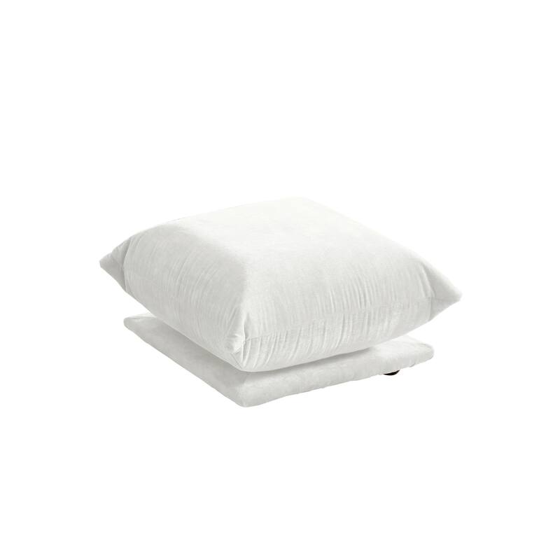 Chenille Fabric Upholstered Ottomans - Beige