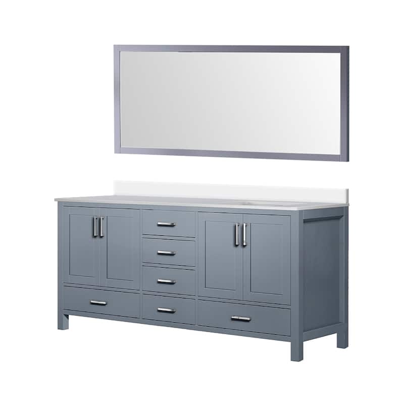 Jacques 72 in. W x 22 in. D White Bath Vanity, Cultured Marble Top, and 28 in. Mirror