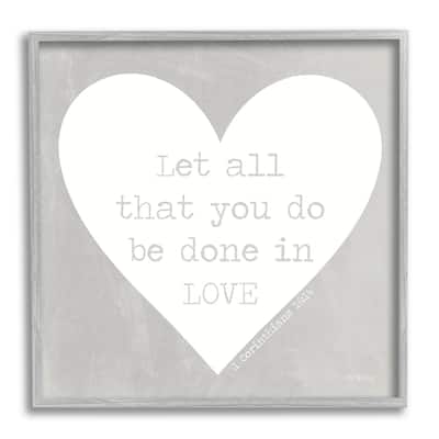 Stupell Uplifting Religious Quote Bible Verse Heart Shape Framed Wall Art, Design by Imperfect Dust - Grey