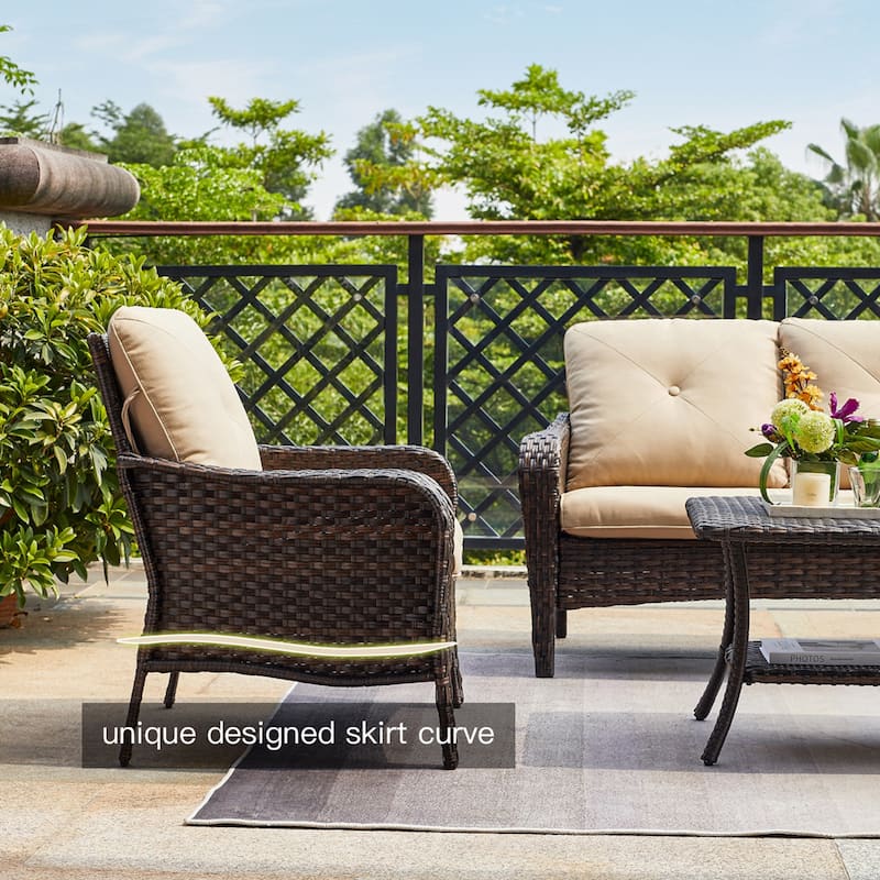 Pocassy 4-Piece Patio Wicker Sofa Set with Cushions
