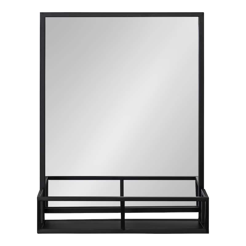 Kate and Laurel Jackson Rustic Black Metal Organizer Mirror With Shelf - 22x29