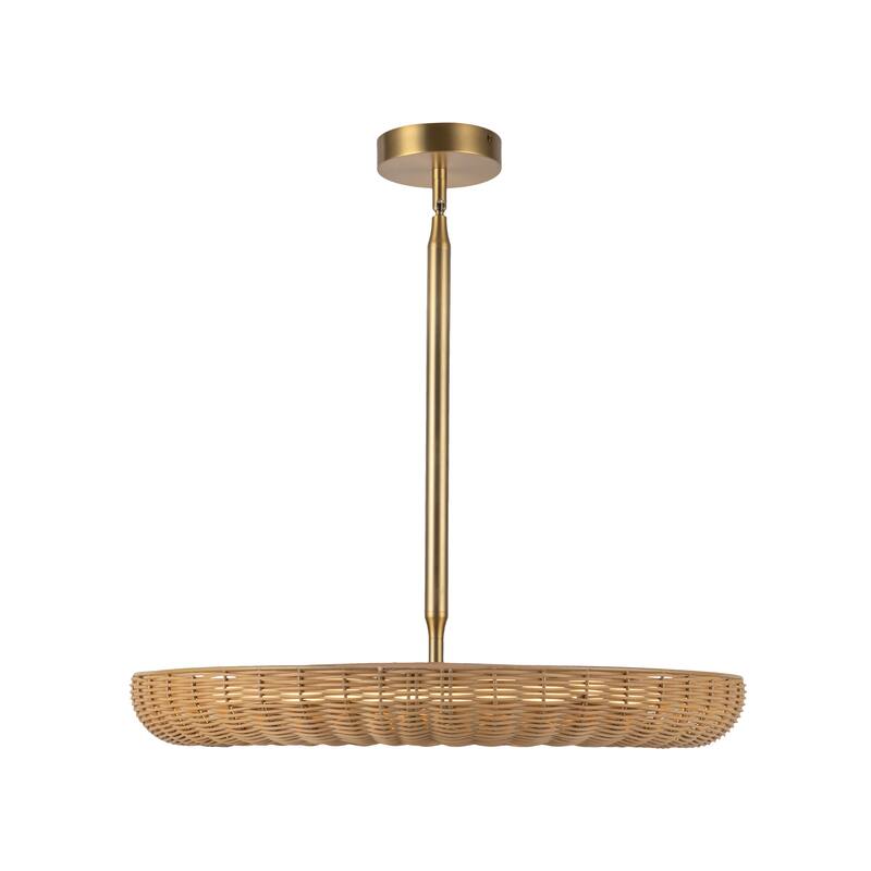 Alora Lighting CH602024-UNV Maris 24" Wide LED Pendant with Rattan - Brushed Gold