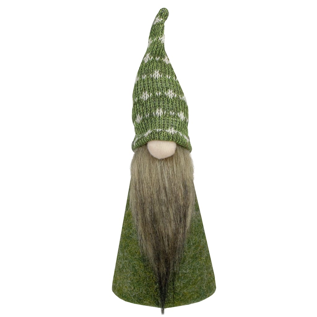 9" Green and White Cone Gnome Christmas Tabletop Decor