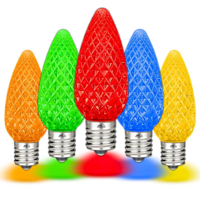 25 Pack C9 LED Outdoor Christmas Replacement Bulbs, C9/E17 Base - Multi