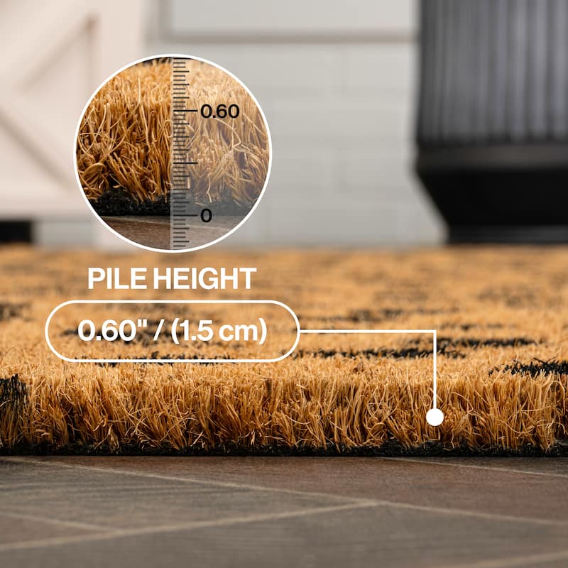 Daphne Modern Classic Animal-Spot Bordered Coir Indoor/Outdoor Area Rug