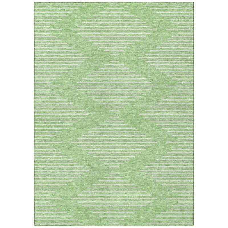 Machine Washable Indoor/ Outdoor Modern Stripe Chantille Rug
