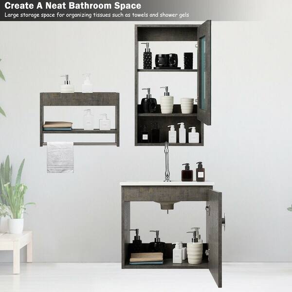 Shop Gymax Modern Wall Mounted Bathroom Vanity Sink Set W Medicine